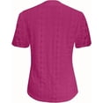 thumbnail image 3 of Womens Tops Summer Hollow Out Eyelet Tunic Dressy Short Sleeve Shirts Button V Neck T Shirts Casual Trendy Loose Fit Tees Blouses Going Out Tops, 3 of 4
