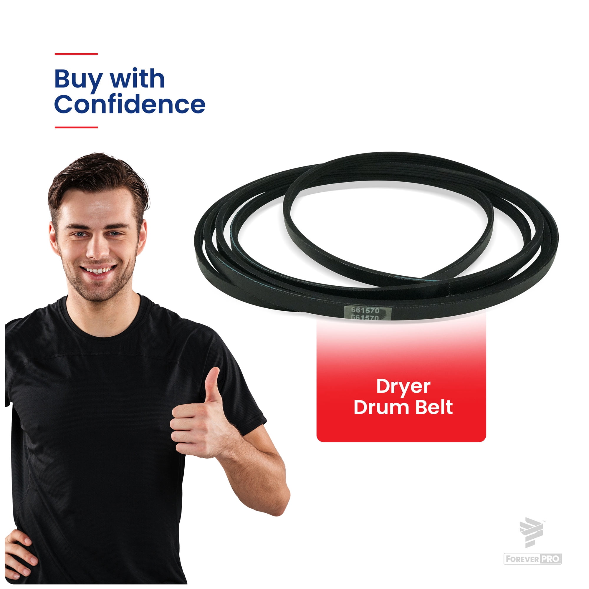 ForeverPRO 661570V Belt for Whirlpool Dryer 3387610 3389728 3393999 339728