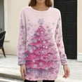 thumbnail image 5 of Women's Round Neck Casual Long Sleeve Plush Christmas Print Dresses for Cozy Holiday Fashion and Everyday Comfort,Pink,XL, 5 of 5