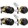 thumbnail image 4 of 2 Sets Entry Door Knob and Single Cylinder Deadbolt Combo Set, Keyed Alike Round Ball Matte Black Exterior Door Knobs with Lock and Keys for Entrance and Front Door, 4 of 4