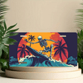 thumbnail image 6 of 1 Pcs 2D Flat License Plate Covers & Frames, Skeleton Surfing at Sunset For Decorative Front, Waterproof For Decoration Aluminum License Plate Covers & Frames Cover For Men Women, 12" X 6", 6 of 7
