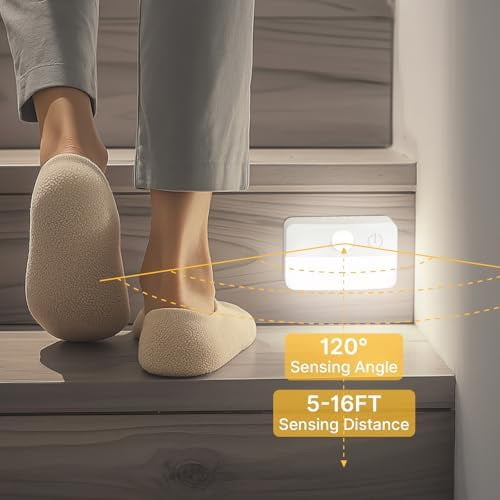 16 Pack Motion Sensor Stair Lights for Indoor, Wireless RGB Battery Operated Night Light, Led Stick On Hallway Closet Under Cabinet Stairway Automatic Lamp for Bedroom Kitchen Bathroom