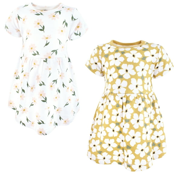 Luvable Friends Hudson Baby Dresses 2pk, Golden Bloom, 0-3M