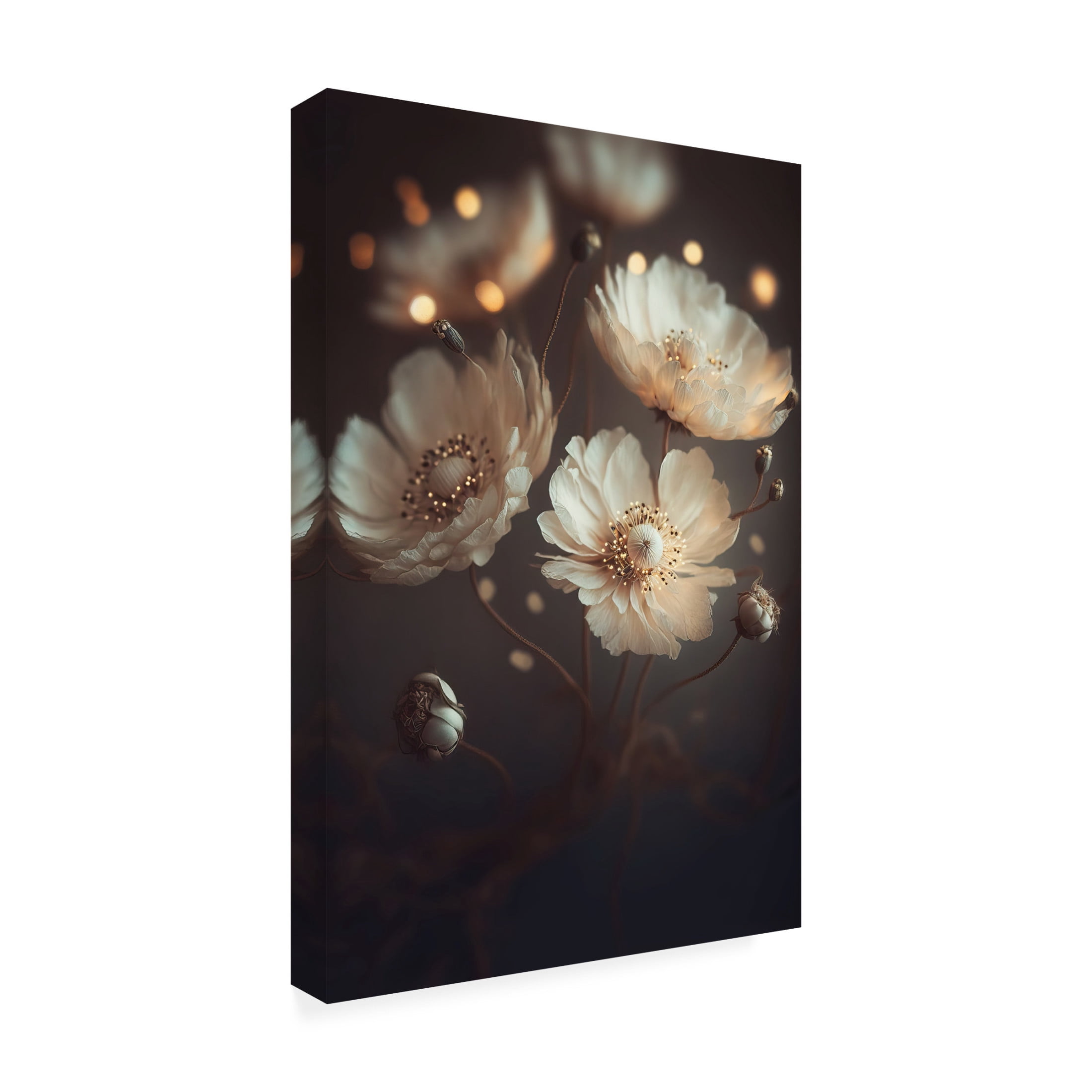 Canvas Wall Art - Treechild 'Creme Beige Flowers' Wall Art for Living Room, Bedroom, or Office D?cor by Trademark Fine Art - 12 x 19 Inches