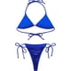 thumbnail image 2 of Triángulo metálico Traje de baño de 2 Piezas Halter String Parte Inferior de Tanga brasileña Brillante Azul real M Azul real M Xishao ropa, 2 of 2