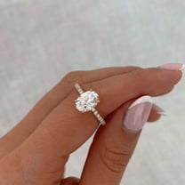 Jewelerix 10K Yellow Gold Vermeil Wedding Ring Brilliant Oval Cut Engagement Ring Comfort Fit Moissanite Pave Band Solitaire Bridal Ring for Women