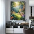 thumbnail image 2 of CozyNet Romantic Forest Glade With Colorful Ferns, Flowering Trees & Softly Dappled Light Wall Art Prints With Frame Canvas Perfect for Living Room & Bedroom, Ready to Hang, Wall Decor 16"x20"in, 2 of 4