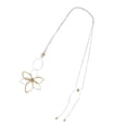 thumbnail image 1 of Collar largo tipo suéter con cadena y adorno en forma de flor, accesorio delicado para mujer Áurea de plata, 1 of 7