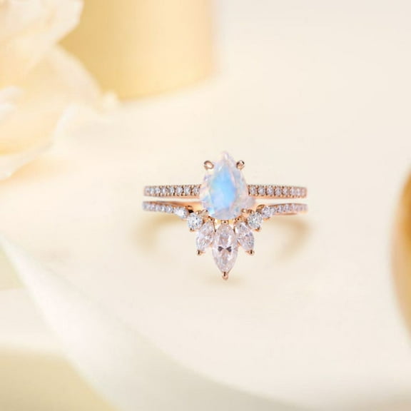 thejewelryart 925 Sterling Silver Moonstone Engagement Ring Timeless Design Perfect Women's Jewelry for Engagement or Wedding Silver 3