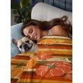 thumbnail image 4 of Queen Flat Sheet Only Farm Autumn Pumpkins Soft Microfiber Cooling Bedding Sheets Red Green Yellow Striped Flat Bed Sheet for Hotel,Home Decor, 4 of 9