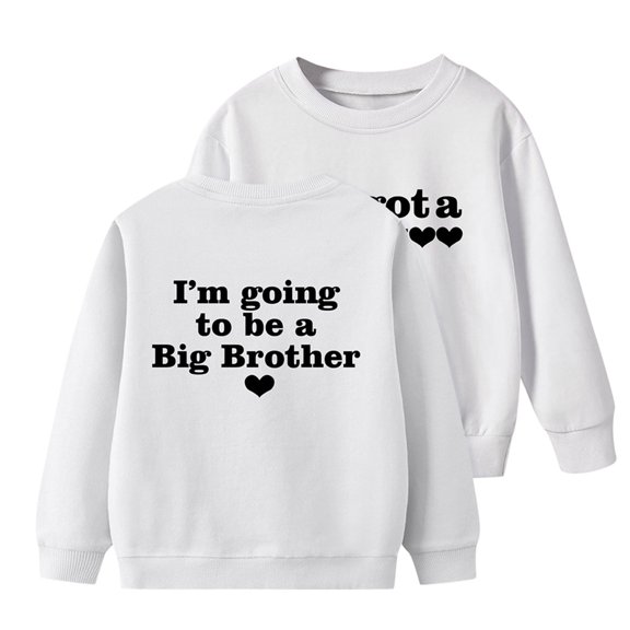 Big Brother Graphic Crew Neck Sweatshirt for Little Boys Trendy Long Sleeve Cut Relaxed Fit Cozy Lined Interior for Fall and Winter