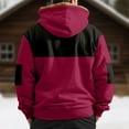 thumbnail image 5 of Men's Winter Print Hooded Jacket, Color-Block Pattern Fleece-Lined Thick Casual Zipper Coat for Outdoor Leisure and Holiday Gift,Hot Pink,L, 5 of 5