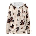 thumbnail image 4 of XIAOCHA Womens Dachshund Print Zip Up Hoodie Drawstring Pocket Outdoor Walking Oversized Hooded Coat, 4 of 5