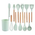 thumbnail image 2 of Cocina Herramientas de cocina Conjunto Mangos de madera de silicona Manejo de aceite Cepillo de aceite Spaghetti Garra Horneado Cocina de cocina Accesorios de utensilios de cocina verde 12 piezas Speravity HA028300-03, 2 of 7