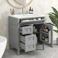 thumbnail image 3 of Harper & Bright Designs 30'' Bathroom Vanity with Sink and 2 Drawers and a Tip-out Drawer, Single Sink Bathroom Vanity Cabinet with Door and Adjustable Shelf, Gray, 3 of 15