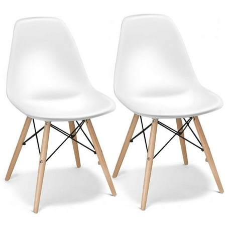 Modern Chair - Costway Set of 2 Mid Century Modern Style DSW Dining Side Chair Wood Leg