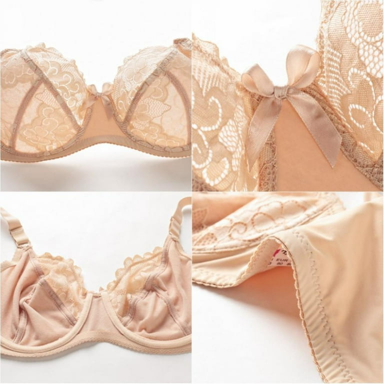 Kernelly Women's Plus Size Bra Full Coverage Underwire Unlined Lace Bra