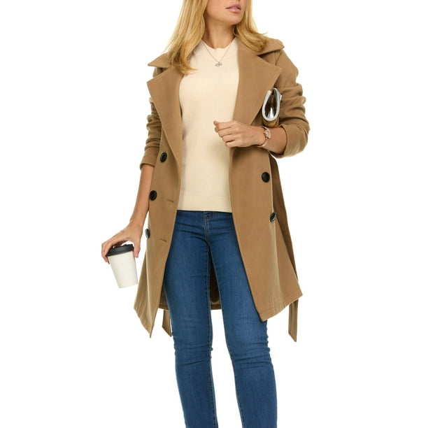 Gabardina Steve Madden de lana sintética con doble botonadura para mujer