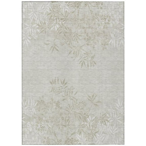 HomeRoots 581074 8 x 10 ft. Floral Washable Indoor & Outdoor Rectangle Area Rug, Beige, Tan & Ivory