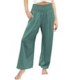 thumbnail image 2 of LADIGASU Girls Pants Casual Smocked High Waist Pant Loose Wide Leg Long Trousers 4-14 Years, 2 of 7