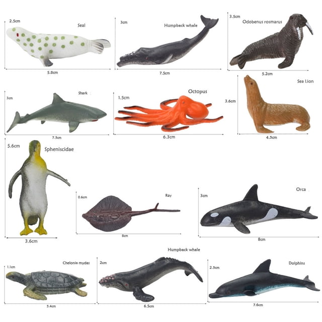 Juego de Juguetes de animales marinos ANGGREK 64 piezas PVC