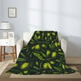 thumbnail image 2 of Throw Blanket for Couch Sofa and Bed, Green Branch Olive Super Soft Plush Throw Blanket, Fuzzy Cuteness Comfy Warm Washable Flannel Blanket & Throws for All Season, 2 of 5