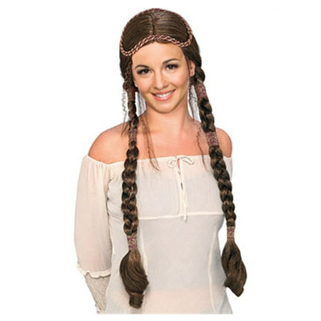 Renaissance Celtic Braids Medieval Costume Brunette Wig