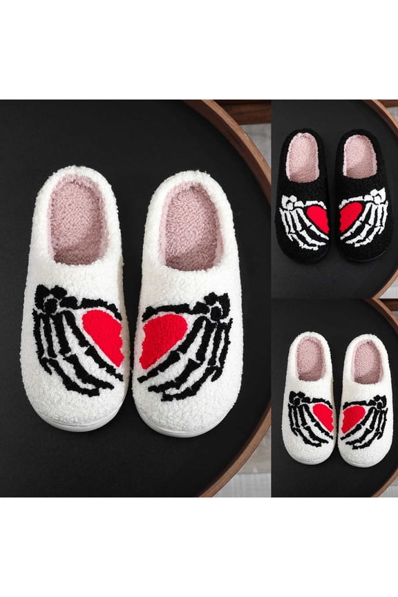Halloween Cute Slippers for Men Women Jack O Lantern Pumpkin Anti-Skid Mens Shoes Memory Foam Soft Plush Cozy Arch Support House Shoes for Indoor Outdoor