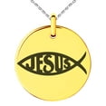 thumbnail image 3 of Tioneer Stainless Steel Ichthus Jesus Fish Symbol Engraved Small Medallion Circle Charm Pendant Necklace, 3 of 4