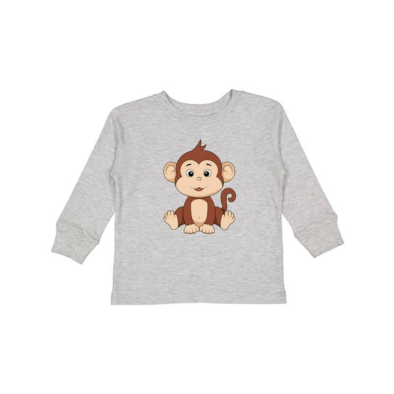 Inktastic Cute Brown and Tan Monkey Boys or Girls Long Sleeve Toddler T-Shirt