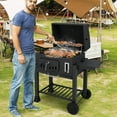 thumbnail image 2 of Costway Barrel Charcoal Grill with 2 Folding Side Tables 24-Inch Outdoor Barbecue Grill, 2 of 10
