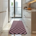 thumbnail image 4 of Black and Pink Checkerboard Pattern Kitchen Rug Mat,Kitchen Runner Rugs Non Skid Washable,Decorative Kitchen Floor Mats for Kitchen,Sink,Laundry,17"x47.2", 4 of 7