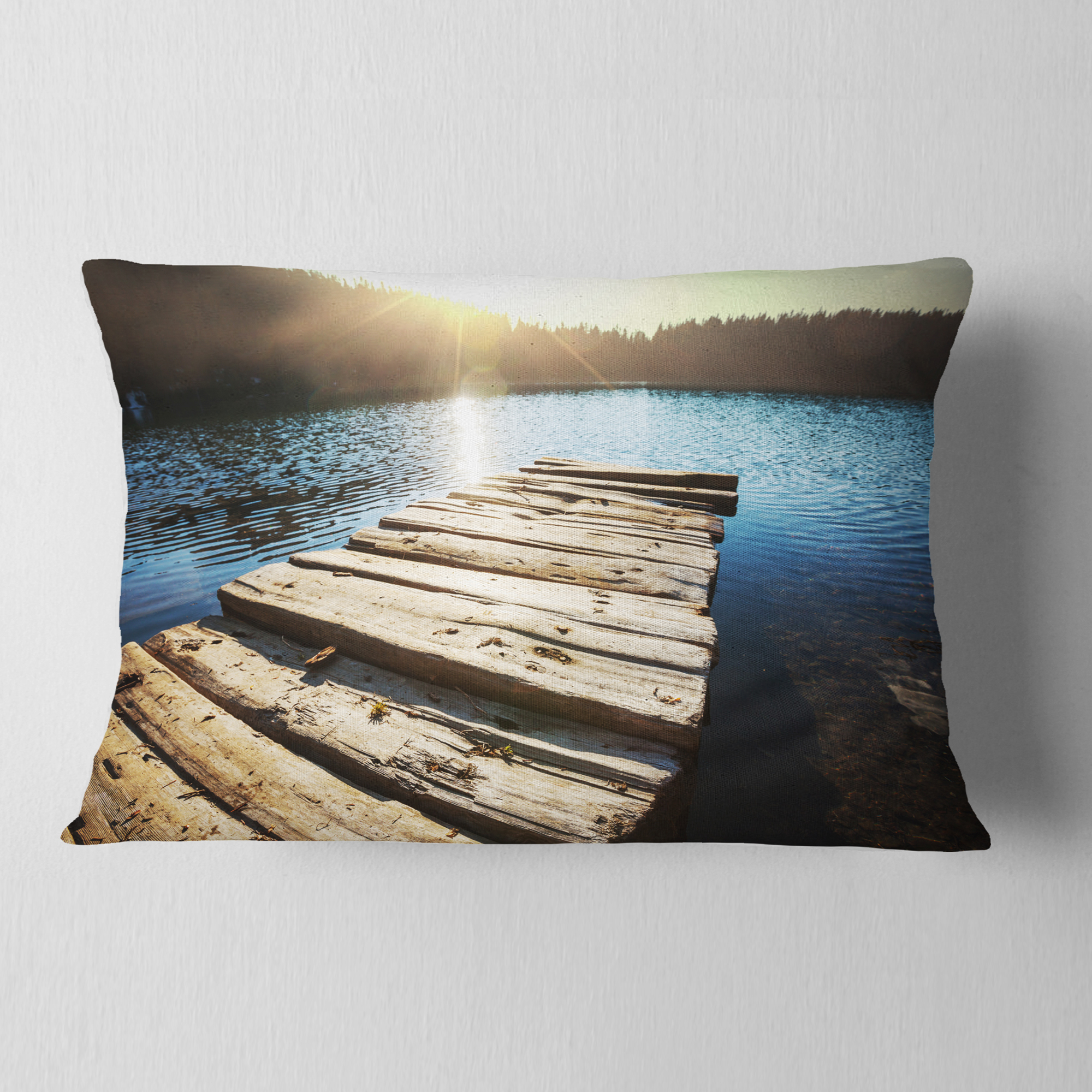 Designart 12" x 20" Blue Polyester Throw Pillow