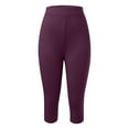 thumbnail image 4 of vigerkar Womens High Waist Basic Solid Cotton Soft Breathable Tummy Control Seamless Yoga PantsCapri Leggings Wine, XL, 4 of 6