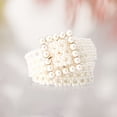 thumbnail image 3 of Bling Pearls Waist Belt Faux Pearl Buckle Elegant Waist Chain Bridesmaid Girls Square Buckle, 3 of 7
