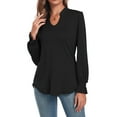 thumbnail image 3 of Anyjoin Women's Ruffle Puff Long Sleeve Tunic Tops Casual V-Neck Sweatshirts, 3 of 6