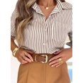 thumbnail image 3 of SMZ Striped Button Down Shirts for Women Dress Shirts Long Sleeve Casual Collared Office Work Shirt with Pocket, 3 of 5