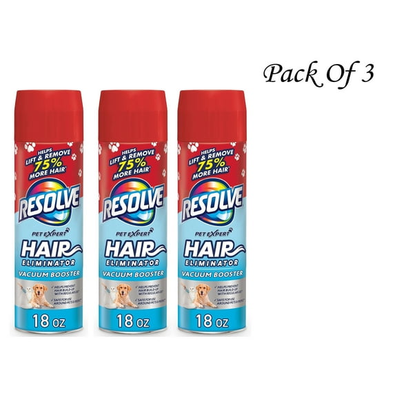 Resolve Pet Hair Eliminator Carpet Cleaner & Vacuum booster, peppermint 18 Oz (Pack of 3)