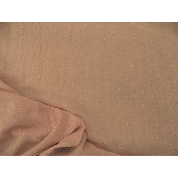 Embroidered Eyelet Crinkled Bubble Gauze 100% Cotton Dusty Peach GG36