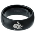 thumbnail image 2 of Tungsten Rabbit Bunny Small Pet Band Ring 8mm Men Women Comfort Fit Black Dome Polished, 2 of 4