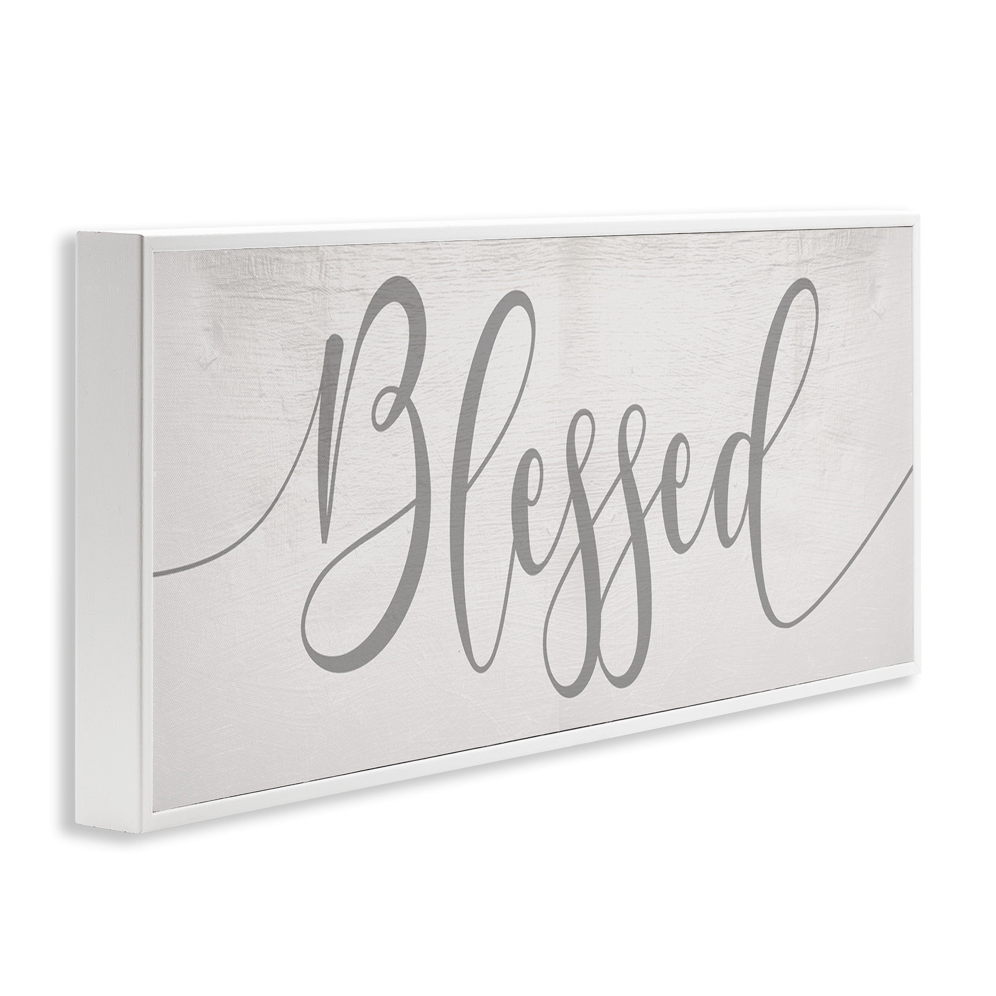 Stupell Industries Soft Grey Blessed Typography Religious Painting White Framed Art Print Wall Art, 30 x 13