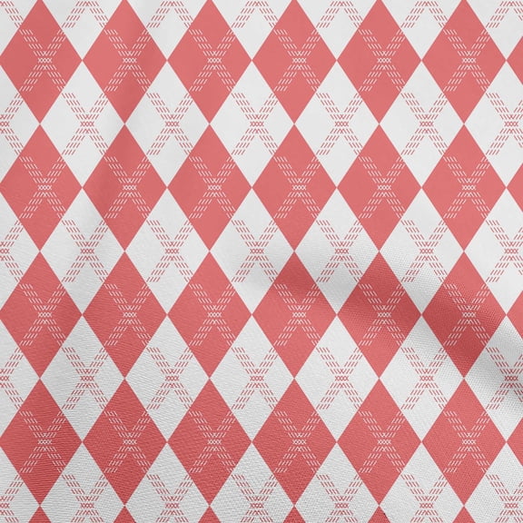 oneOone Cotton Flex Pink Fabric Check Argyle Quilting Supplies Print Sewing Fabric By The Yard 40 Inch Wide