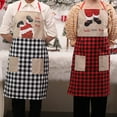 thumbnail image 5 of TureClos Christmas Cooking Apron Xmas Baking Bib with Pockets for Women Men Printed Greaseproof Kitchen Outfit, Black White Plaid, 5 of 10