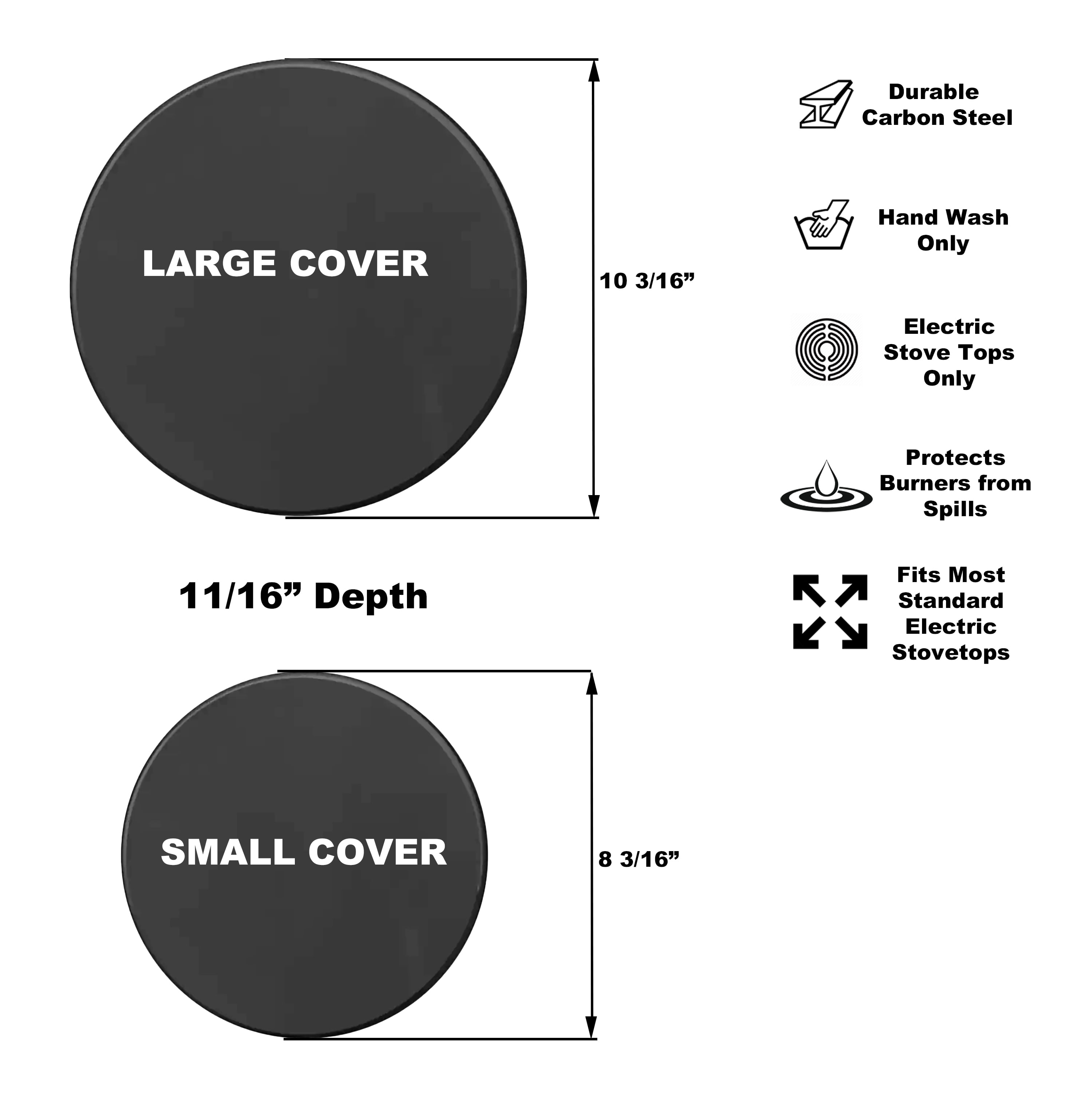 Mainstays Black Carbon Steel Stove Burner Covers, 4 Count