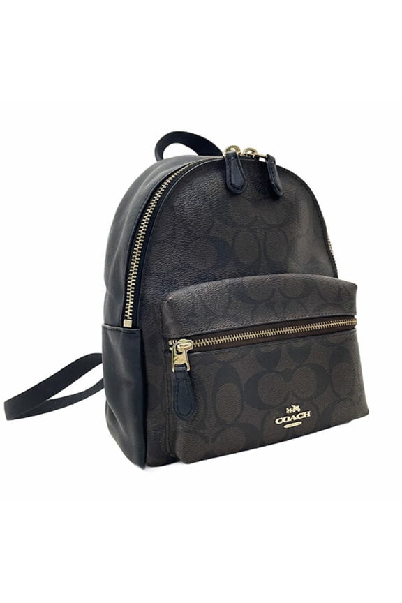 Pre-Owned Coach Charlie Backpack, PVC Leather, Mahogany, Dark Brown, Black, F58315, Signature...