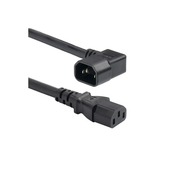 StarTech 6ft 1.8m Heavy Duty Power Cord Right Angle IEC 60320 C14 to C13 15A 250V 14AWG UL Listed