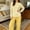 Yellow, variant on Hanen Womens 2-Piece Striped Pajama Set, Long Sleeve Curved Hem Top & Wide Leg Pocket Drawstring Pants, Soft Breathable Loose Daily Sleep Loungewear