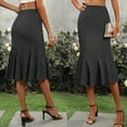 thumbnail image 4 of EMMIOL Women's Mermaid Midi Skirt Elastic Mid High Waist Flowy Hem Satin Skirt Retro Y2K Summer Casual Trendy, 4 of 6