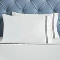 thumbnail image 6 of Superior Brandon Embroidered Cotton Bed Sheet Set, King, White/Black, 6 of 11