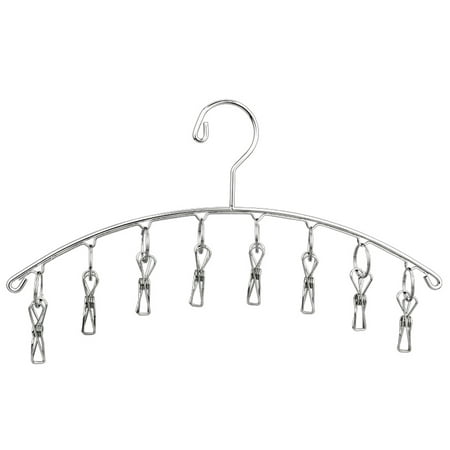 Image of Tomshoo Aibecy Clothes Hanger 8 Clips Stainless Steel Clothespins Drying Rack for Hanging Clothes and Towels